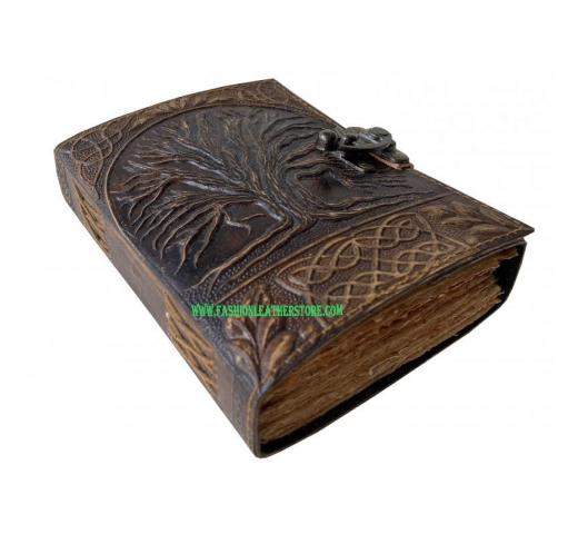 embossed tree of life leather journal